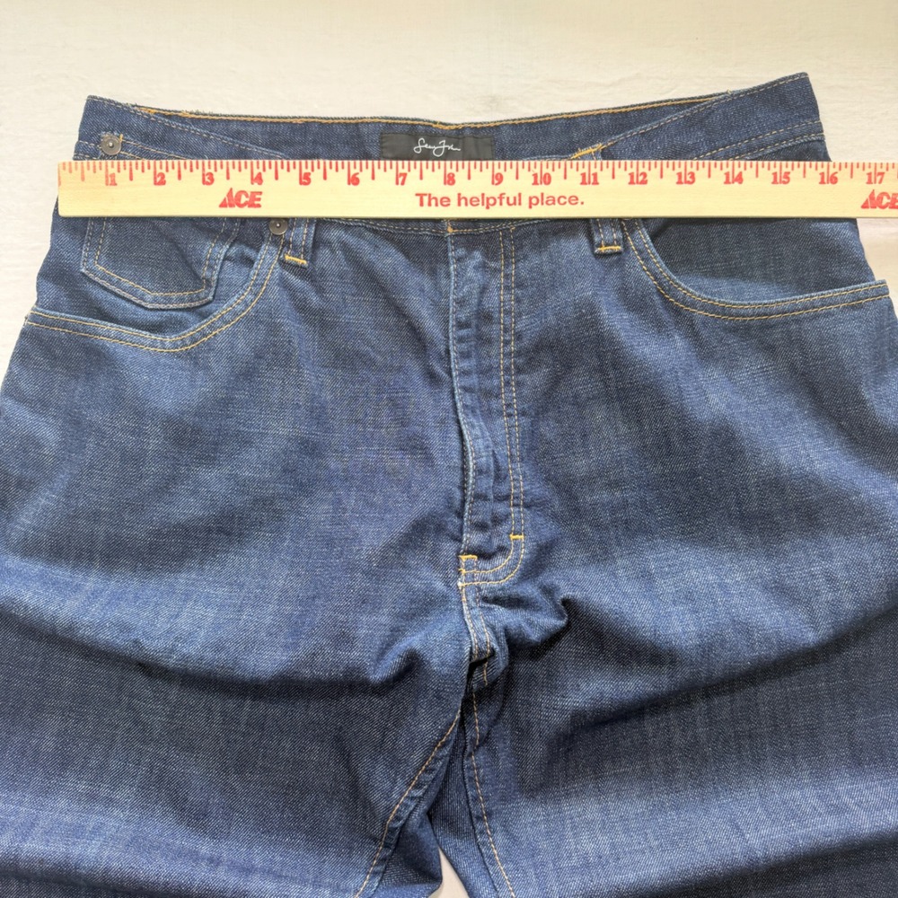 Sean John Jeans Mens 32 Dark Blue Denim Embroidered Pocket Cotton Y2K Style - Picture 5 of 8